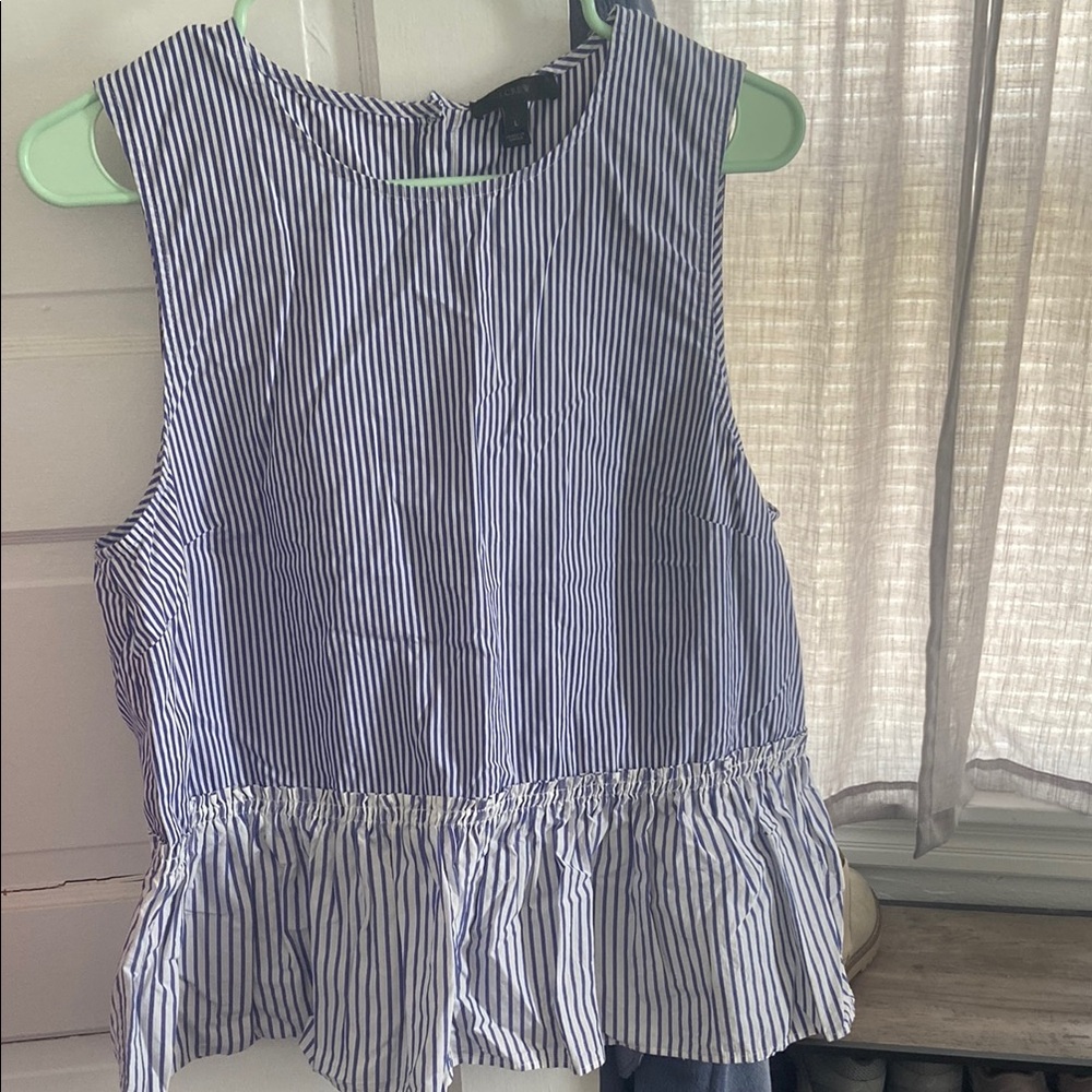 Blue and White Striped Sleeveless Top